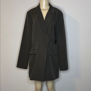 PRETTYLITTLETHING Women's Green Long Blazer Size 10